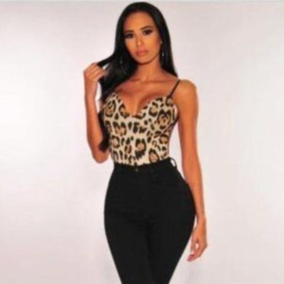 Boutique Leopard Print Sexy Open Back Body Suit Top - Picture 4 of 4